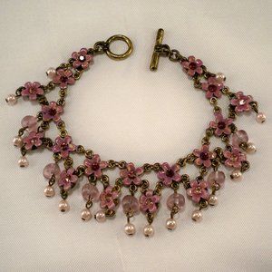 NEW Jennie B Flowers Stones, Beads, Dangle Bracelet
